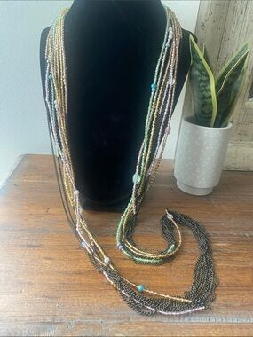 Vintage JAY STRONGWATER Multi-Strand Beaded and Metal Necklace